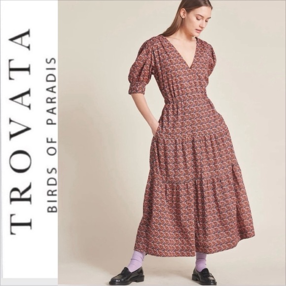 Trovata birds of paradise ARDEN DRESS CARDINAL DITSY size M - Picture 1 of 8